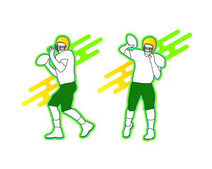 Football player silhouette vector set design sports