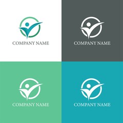 Abstract natural health logo. Nature health symbol vector. Human character illustration.