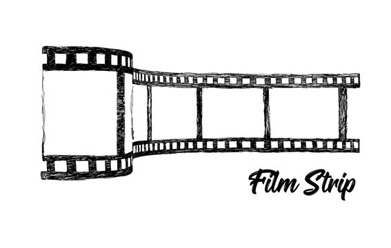Film strip vector illustration. Hand drawn 3d style