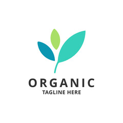 Simple Minimalist Organic Leaves Logo Template