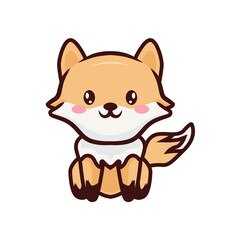 CUTE FOX SITTING VECTOR ILLUSTRATION