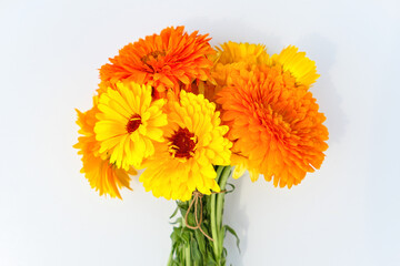 Bouquet of orange and yellow calendula  flowers.
