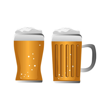 Two beer glass vector illustration design isolated on white background