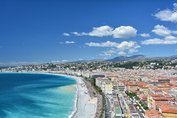Aerial view of Bay of Angels in Nice, France.