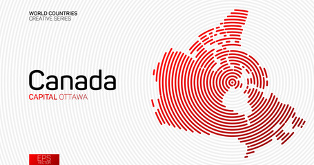 Abstract map of Canada with red circle lines