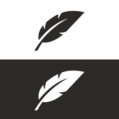 Black & White Feather icon design. Vector Transparent icon design