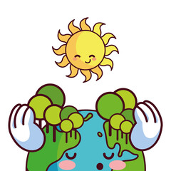 sun and earth happy accompanied