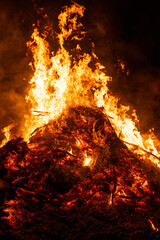 Big bonfire burning in the night