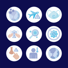 medical mask and icon set vector design