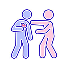 Obraz premium Heart attack color line icon. Health problem. Isolated vector element. Outline pictogram for web page, mobile app, promo.