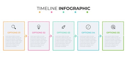 Business Infographic template. Thin line design with numbers 5 options or steps.