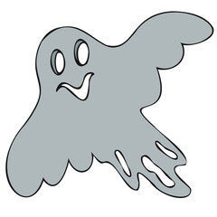 cute kind ghost coloring book, vector doodle element for halloween celebration in black style, color illustration