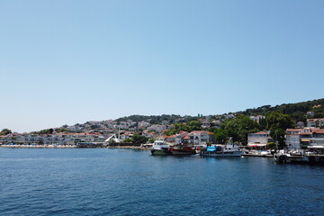 Fototapeta na wymiar Kinaliada view from ferry ship