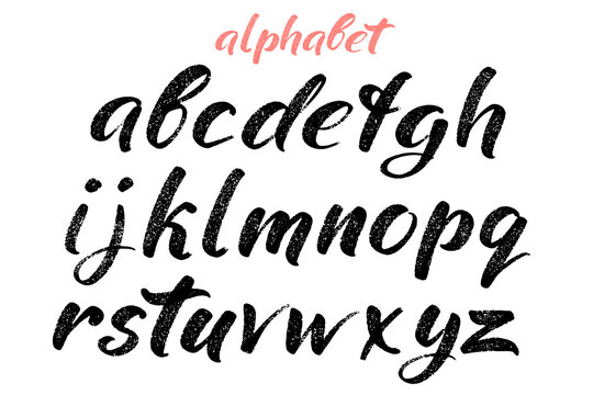 Calligraphic hand drawn letters. Handwritten alphabet. Modern script in vector.