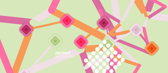 Abstract square dot connections, flat style multicolored geometric background for Wallpaper, Banner, Background, Card, Book Illustration, landing page or poster design