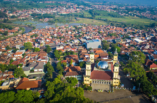 Aerial View Of Garut Great Mosque, The Biggest Mosque In Garut Regency, West Java, Indonesia.