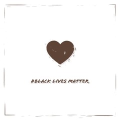 Black lives matter with black skin color heart. Hand writing vector eps10 illustration