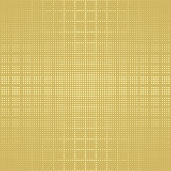 Halftone dots background. Geo, geometric seamless pattern in gold. Plaid material, checkered background. Good quality halftone dots. Abstract digital background, modern technology, vector design.