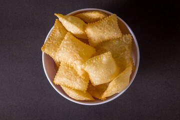 Brazilian food: pastel, pastry in English, typical dish of the street fairs of Brazil.