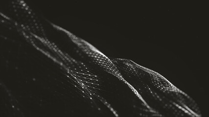 Abstract polygonal space low poly dark background with connecting dots and lines.