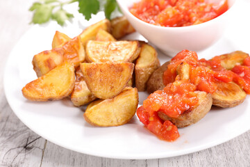 bravas potato with spicy tomato sauce- spanish tapas