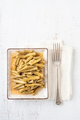 homemade green beans made with olive oil as a appetizer