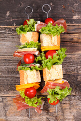 sandwich- baguette with ham, tomato and cheese