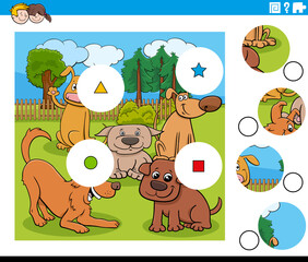 match pieces puzzle with dogs characters