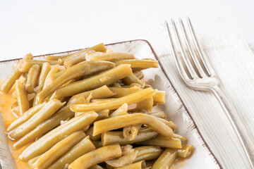 homemade green beans made with olive oil as a appetizer