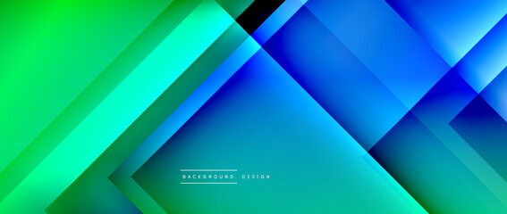 Fototapeta premium Square shapes composition, fluid gradient geometric abstract background. 3D shadow effects, modern design template