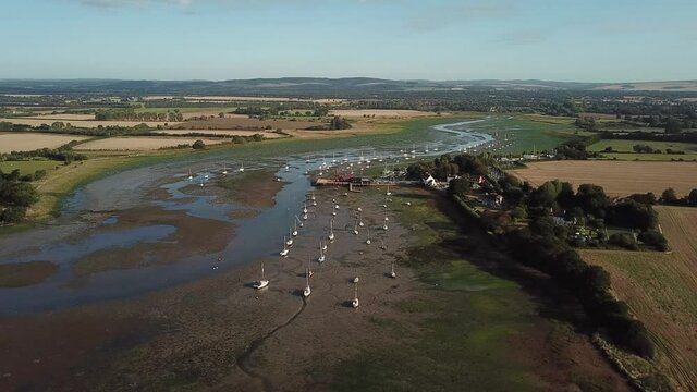  Dell Quay panning over Bosham to reveal Chichester Channel in Chichester Harbour