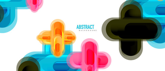 Modern vector glass cross shape abstract technology background for cover, placard, poster, banner or flyer