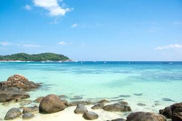 beautiful beach and tropical sea at lipe island ,satun Thailand