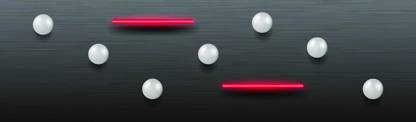 Dark metal banner with neon and silver details. EPS10