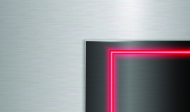 Silver rubbed metal background and neon glowing frame. EPS10