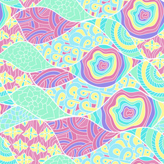 Abstract waves background, vintage hand drawn pattern, wavy background. Colorful waves backdrop. Seamless pattern.