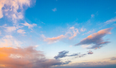 Beautiful sunrise, with colorful clouds on the sky. Nature sky backgrounds.