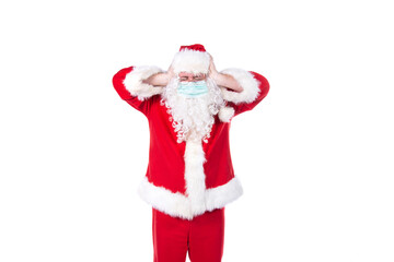 Illness and colds. Santa Claus. White background.