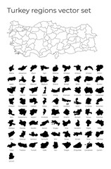 Turkey map with shapes of regions. Blank vector map of the Country with regions. Borders of the country for your infographic. Vector illustration.