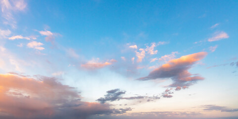 Beautiful sunrise, with colorful clouds on the sky. Nature sky backgrounds.