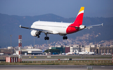 passenger plane lands at airport