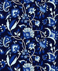 traditional indian paisley pattern on navy background