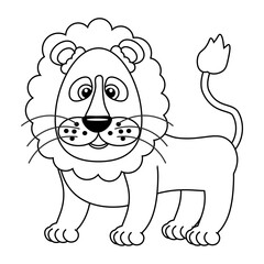 Vector cute lion coloring book for adults and children. Animal on a white isolated background.