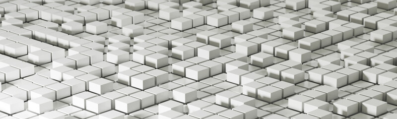 Obraz premium 3d render realistic abstract white block composition. Abstract theme for trendy designs.