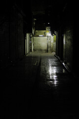 Empty Dark Corridor in the Gran Bazaar of Tehran (Iran), one of the most important markets in the world