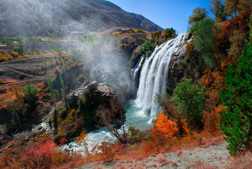 Landscape view of Tortum Waterfall in Tortum,Erzurum,Turkey. Explore the world's beauty and...