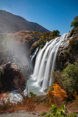 Fototapeta premium Landscape view of Tortum Waterfall in Tortum,Erzurum,Turkey. Explore the world's beauty and wildlife.