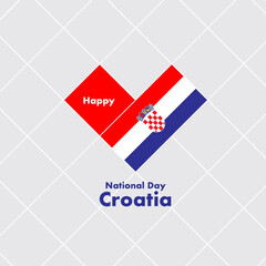 National Day Card Template with Heart Shaped Flag : Vector Illustration