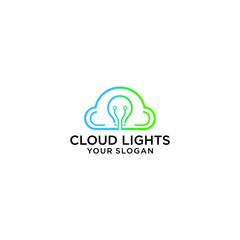 Technology logo with light bulb concept. bulb idea. cloud idea and technology