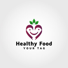 Healthy food vector logo design template idea